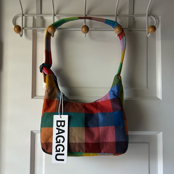 NWT BAGGU Mini Shoulder Madras Bag - Picture 6 of 10
